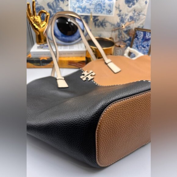 Tory Burch Two-Tone Black and Tan Tote - Picture 8 of 16
